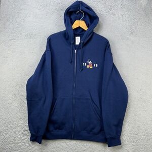 Disney‎ Jacket Full Zip Unisex XL Blue Mickey Mouse Hoodie Drawstring Pocket NEW